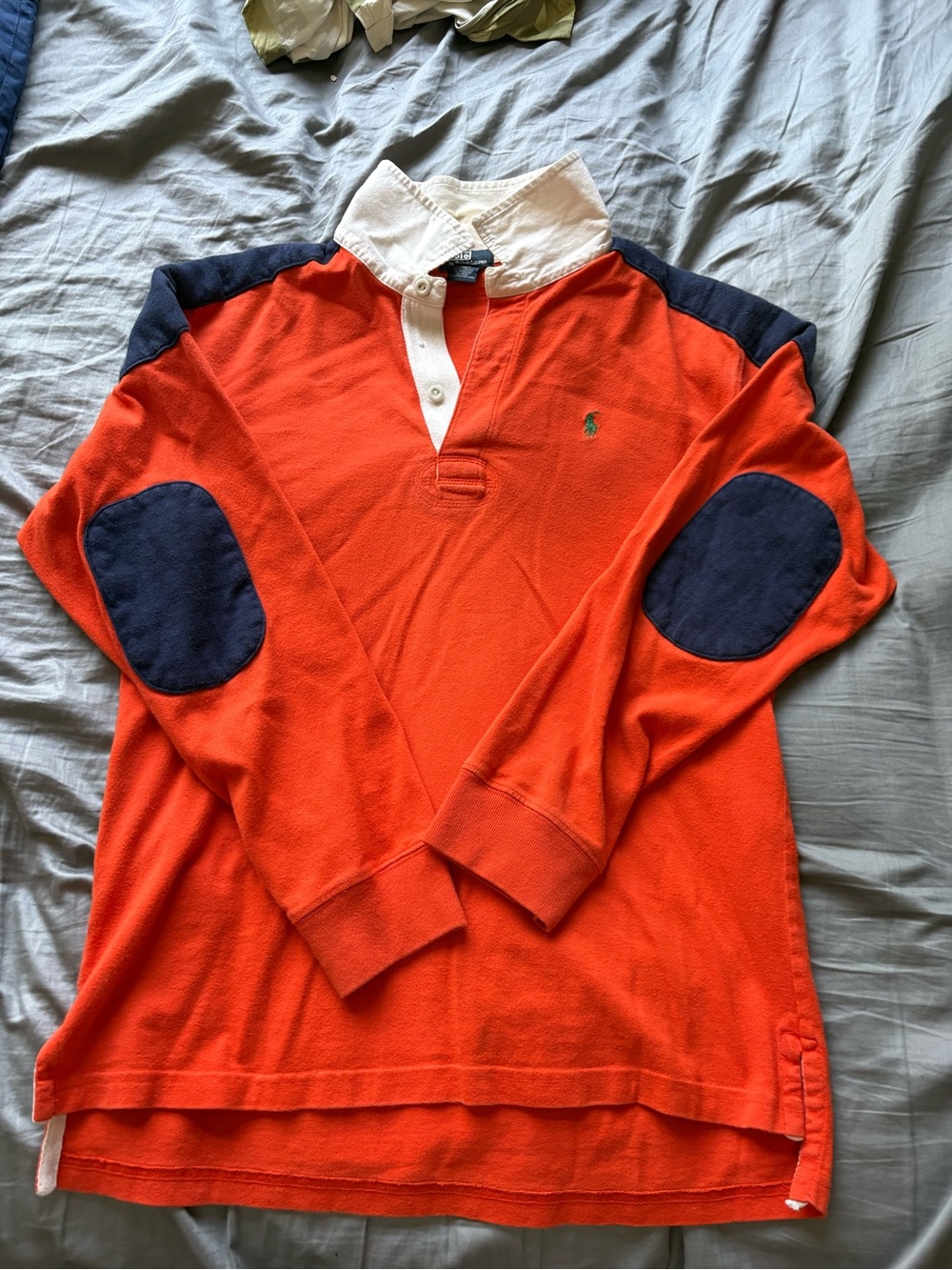 Polo by Ralph Lauren Orange and Navy Collared Rugby Shirt